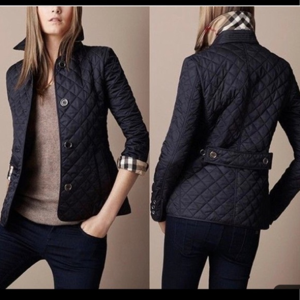 Burberry Quilted Black Jacket with Signature Check Trim